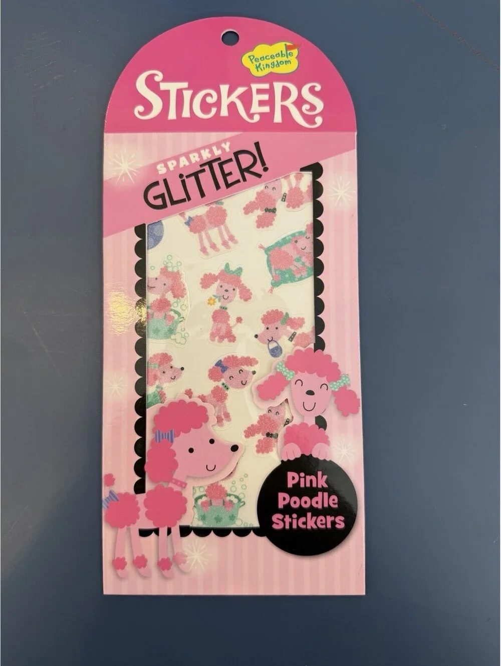 Rare Peaceable Kingdom Stickers Pink Poodle Sparkly Glitter New Sealed